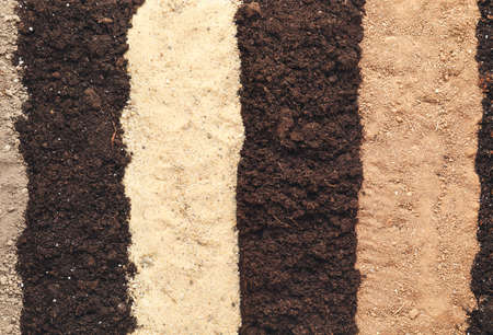 Different types of soil as backgroundの写真素材