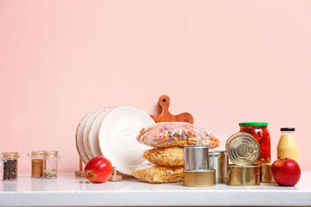 Different products on table. Donation conceptの写真素材