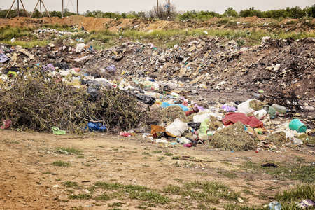 View of landfill outdoors. Concept of soil pollution