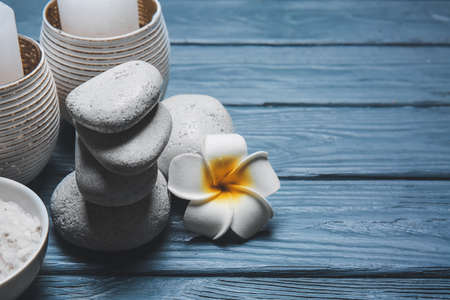 Beautiful spa composition on wooden backgroundの写真素材