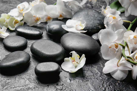 Beautiful spa composition on dark backgroundの写真素材
