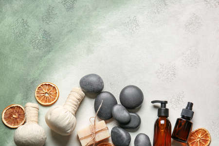 Beautiful spa composition on light backgroundの写真素材