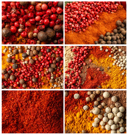 Collage of different aromatic spices, closeupの写真素材