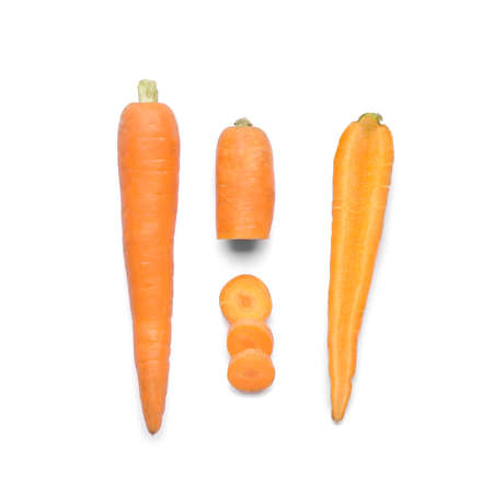 Fresh carrots on white backgroundの写真素材