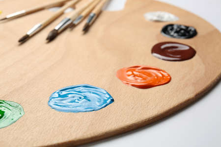 Artist's palette on table, closeup
