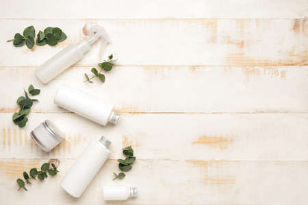 Set for hair treatment on light background