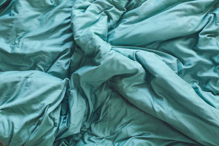 Clean sheet on bed, top view