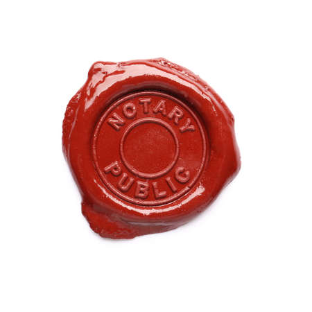 Wax seal stamp of notary public on white backgroundの写真素材