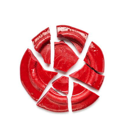 Broken wax seal stamp on white background