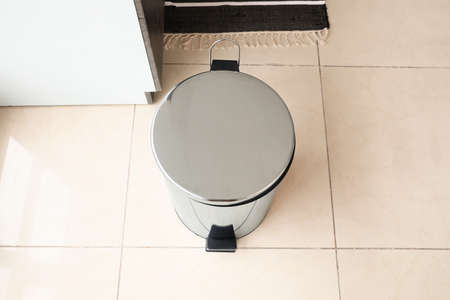 Clean trash bin in modern kitchenの写真素材