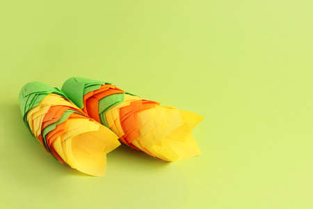 Muffin baking cups on color backgroundの写真素材