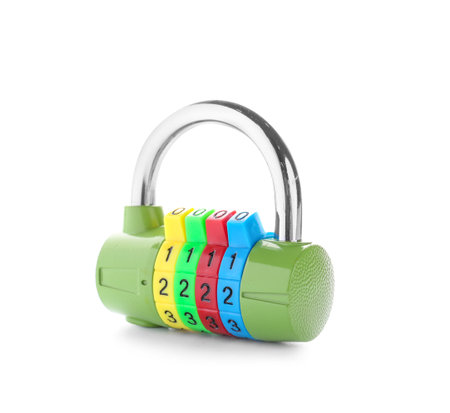 Small lock on white backgroundの写真素材