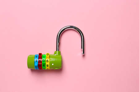 Small lock on color backgroundの写真素材