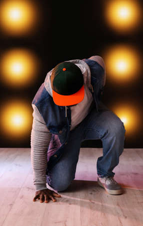 Male African-American hip-hop dancer in studio