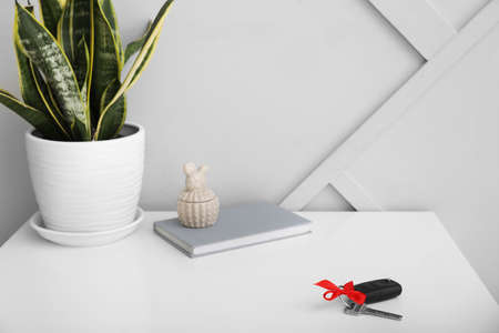 Key from car on table in roomの写真素材