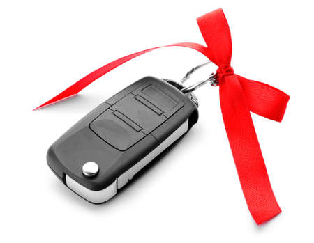 Car key on white backgroundの写真素材