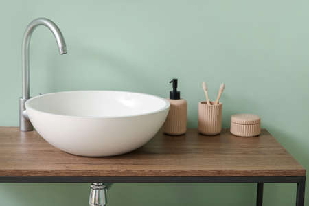 Sink in interior of modern stylish bathroomの写真素材