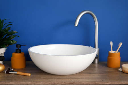 Sink in interior of modern stylish bathroomの写真素材