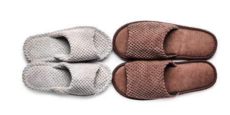 Soft slippers on white backgroundの写真素材