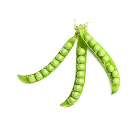 Tasty fresh peas on white backgroundの写真素材