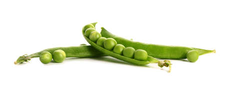 Tasty fresh peas on white backgroundの写真素材