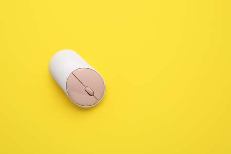 Modern computer mouse on color backgroundの写真素材