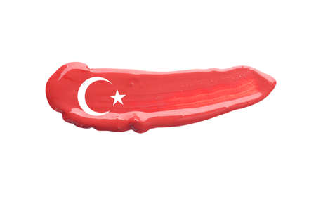 Creative flag of Turkey on white backgroundの写真素材