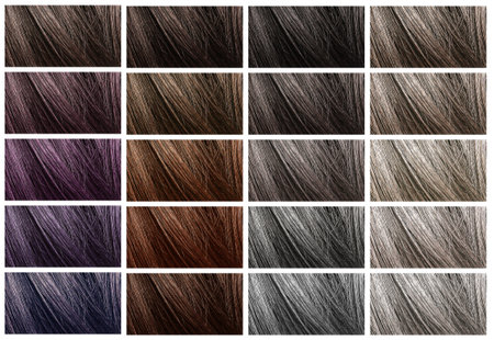Samples of hair dyed in different colorsの写真素材