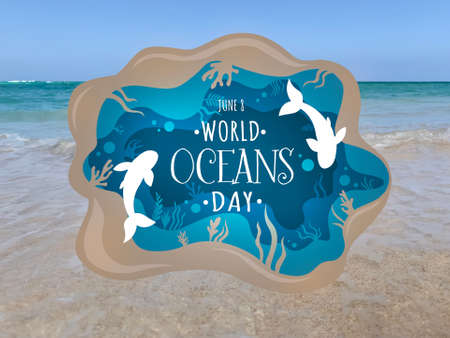 Greeting card for World Oceans Dayの写真素材
