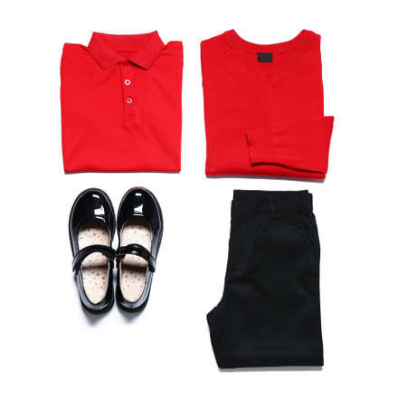 Stylish school uniform on white backgroundの写真素材