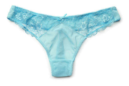 Stylish female panties on white backgroundの写真素材