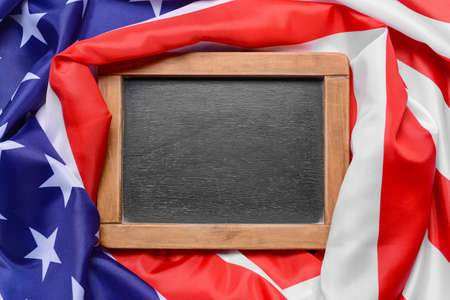 Chalkboard on the USA flagの写真素材