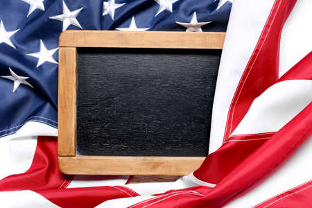 Chalkboard on the USA flagの写真素材