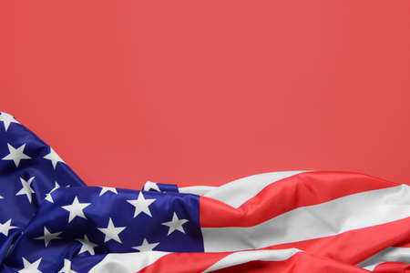 USA flag on color backgroundの写真素材