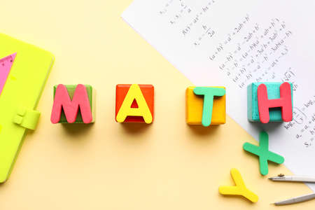 Composition with word MATH on color backgroundの写真素材