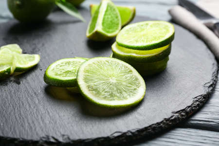 Ripe cut lime on table