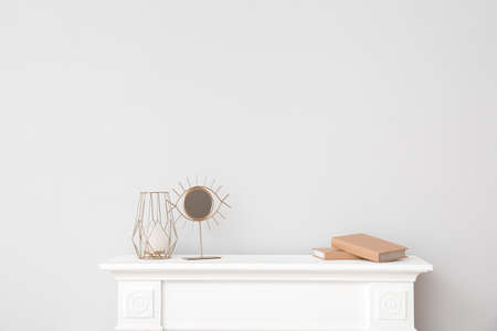 Stylish fireplace in modern living roomの写真素材