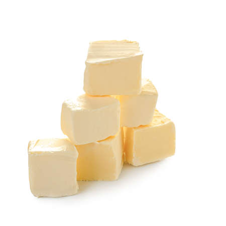 Tasty fresh butter on white backgroundの写真素材