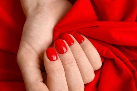 Hand with beautiful manicure, closeupの写真素材