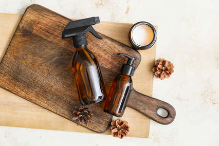 Set of different cosmetics on tableの写真素材