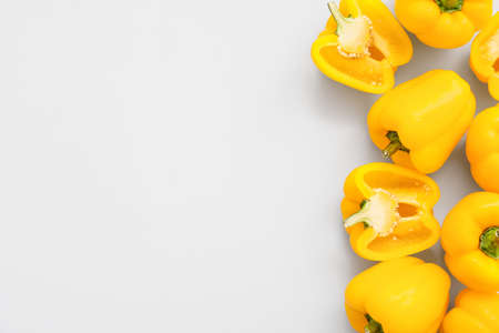 Yellow bell pepper on light backgroundの写真素材
