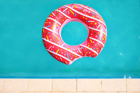 Inflatable ring in swimming pool
