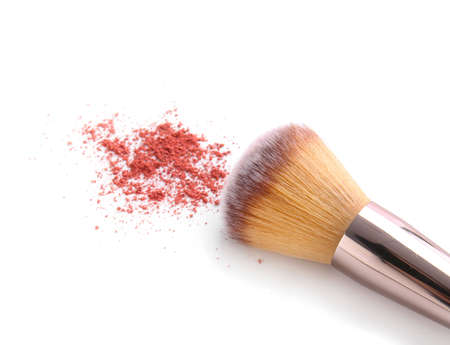 Makeup brush on white background, closeup