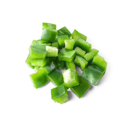 Cut bell pepper on white backgroundの写真素材