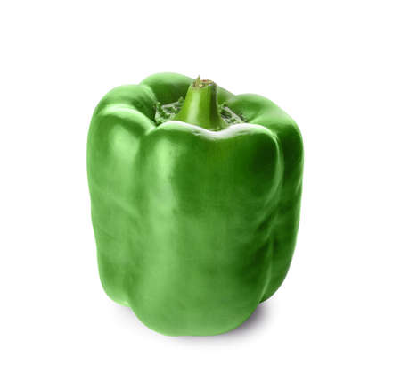 Green bell pepper on white backgroundの写真素材