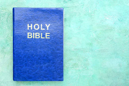 Holy Bible on color backgroundの写真素材