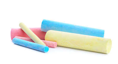 Colorful chalks on white background