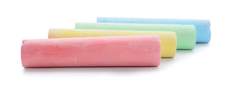 Colorful chalks on white background