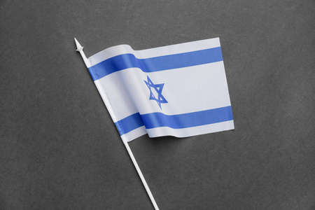 Flag of Israel on dark backgroundの写真素材