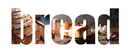 Word BREAD on white backgroundの写真素材